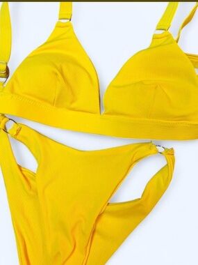 Vibrant Yellow Ribbed Bikini Set